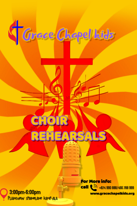 Yellow/red Modern & Minimal Children Choir Rehearsal Poster Poster template