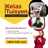 Yellow Red Professional Kelas Tuisyen Instagram Post template