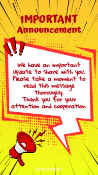 Amarelo Important Announcement Instagram Story Template