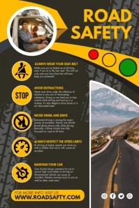 Yellow Road Safety Tips Poster Template