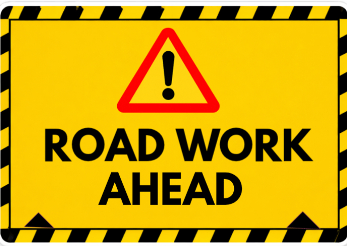 Work Sign Yellow Color Copy of Yellow Road Work Sign Postcard | PosterMyWall