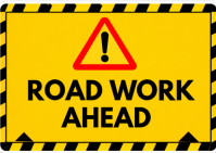 Yellow Road Work Sign Postcard Postal template