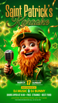 Yellow Saint Patrick's Day Karaoke Instagram Story template