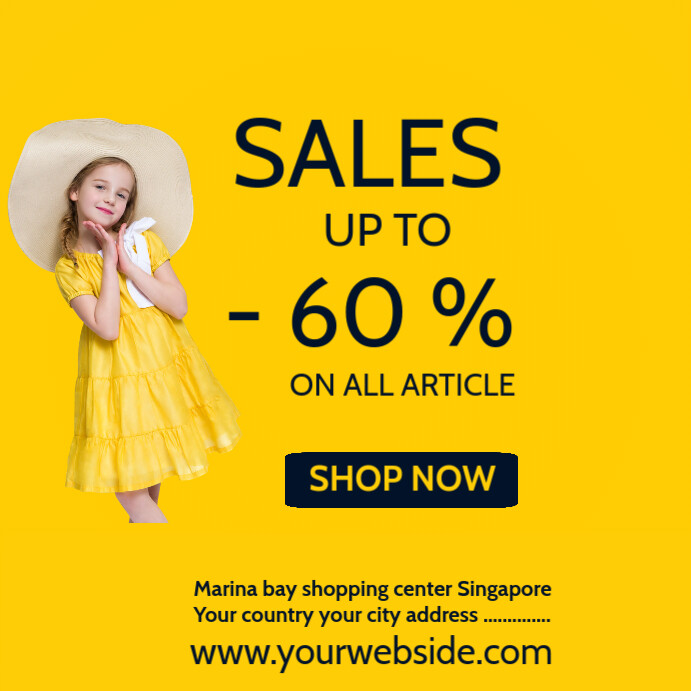 Modèle Yellow Sales Discount Add Instagram Post | PosterMyWall