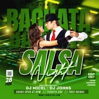 Yellow Salsa Bachata Night Party Video Flyer Instagram Post Wpis na Instagrama template