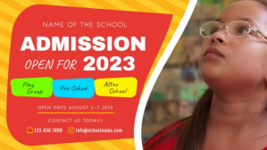 Yellow School Admission Facebook Cover Video template