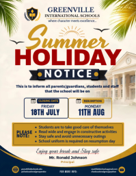 Blanco School Holiday Notice Løbeseddel Template