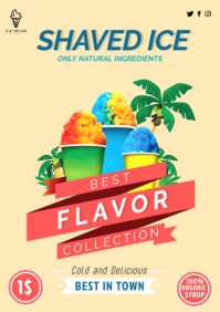 Yellow Shaved Ice Flyer Design A4 template