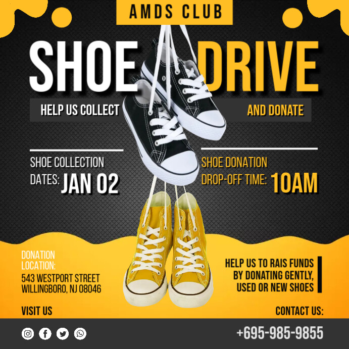 Cópia de Yellow Shoe Drive Charity Instagram Post Temp PosterMyWall