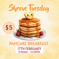 Yellow shrove tuesday Pancake Breakfast Instagram Post Instagram-Beitrag template