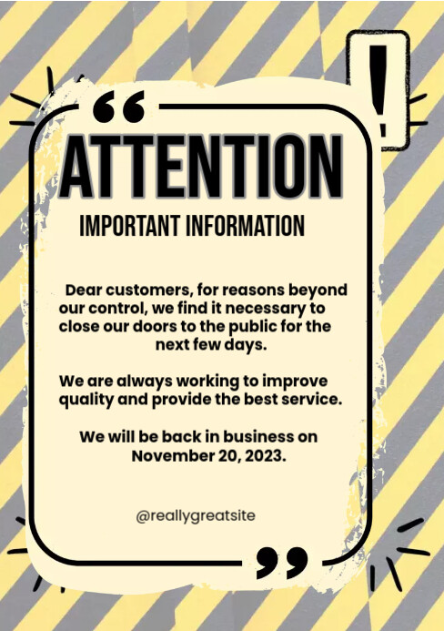 YELLOW SIMPLE ATTENTION POSTER Template PosterMyWall