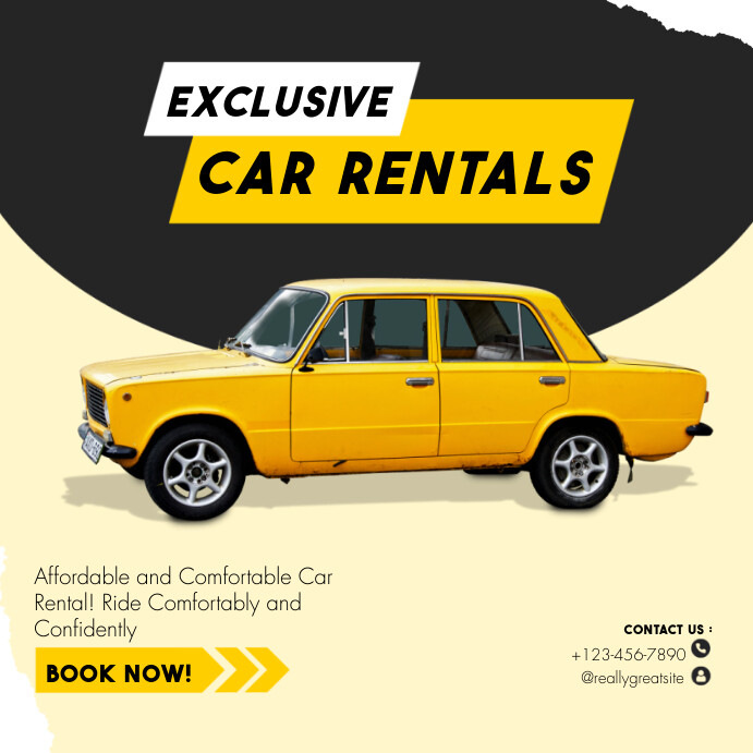 Yellow Simple Rent Car Instagram Post Template | PosterMyWall