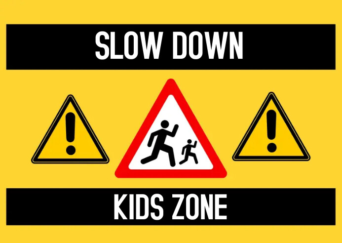 Yellow Slow Down Postcard Template | PosterMyWall