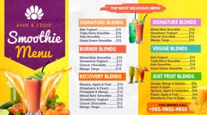 Yellow Smoothie Bar Menu Digital Display Temp template
