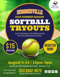 Yellow Softball Tryouts Flyer Template