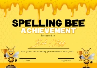 Yellow Spelling Bee Award A5 template