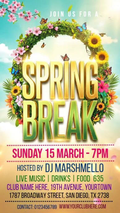 Yellow Spring Break Event Instagram Story Video Template | PosterMyWall