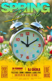 Yellow Spring Break Party Half Page Wide Video Halv side bred template