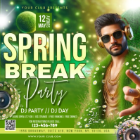 Yellow Spring Break Party Instagram Post Video template
