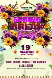 Yellow Spring Break Party Video Flyer Poster template