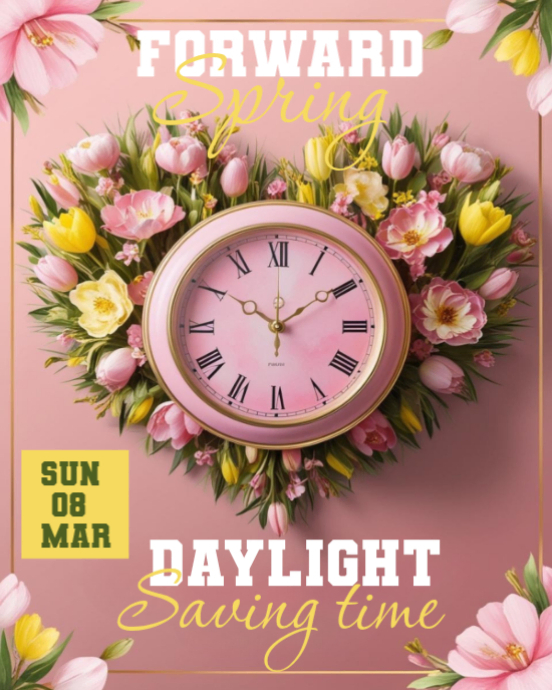 Plantilla de Yellow Spring Forward Daylight Saving Time Flyer ...