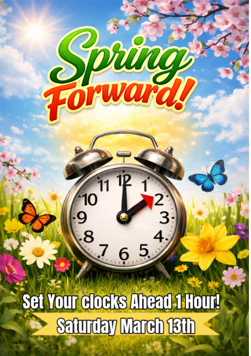 Yellow Spring Forward Design Template A4 | PosterMyWall