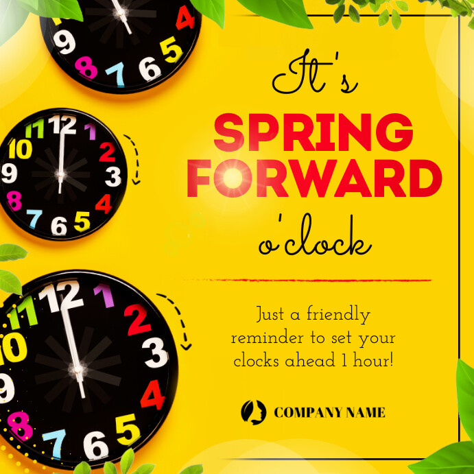 Yellow Spring Forward Instagram Image Template | PosterMyWall