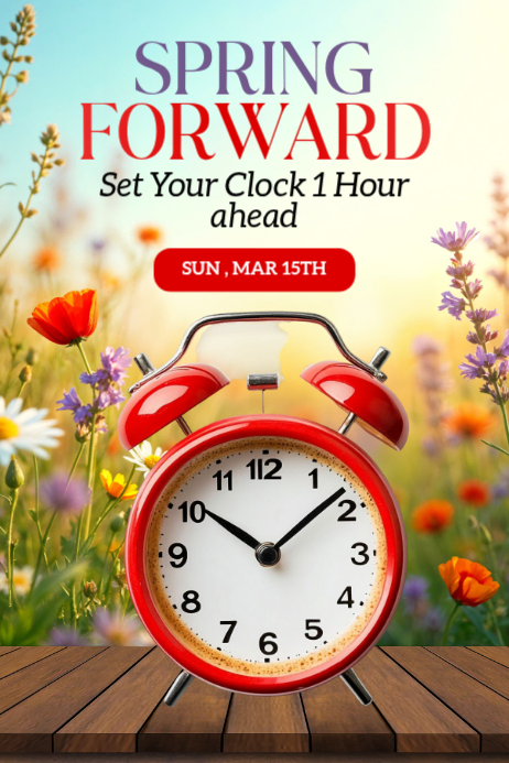 Yellow Spring Forward Poster Template | PosterMyWall
