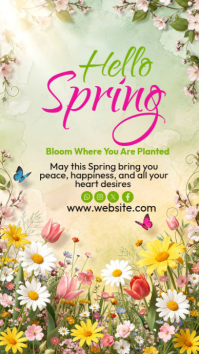 Yellow Spring Greetings Instagram-verhaal Template