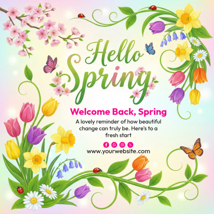 Yellow Spring Welcome Instagram Post Template | PosterMyWall