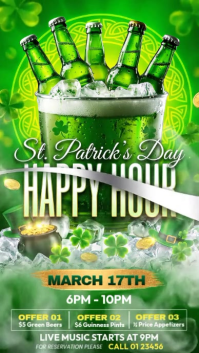 Yellow St. Patrick's Day Happy Hour Instagram Story Video template