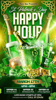 Yellow St. Patrick's Day Happy Hour Instagram Story Video template