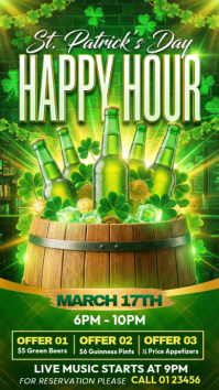 Yellow St. Patrick's Day Happy Hour Instagram Story template