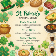 Yellow St. Patrick's Day Menu Instagram Post template