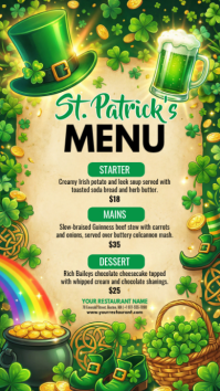 Yellow St. Patrick's Day Menu Instagram Story template