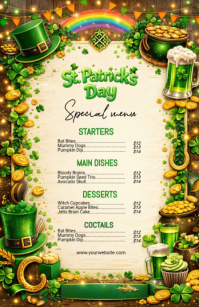 Yellow St. Patrick's Day Menu Tabloid template