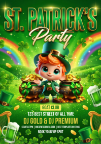Yellow St. Patrick's Day Party A4 template