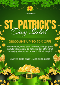 Yellow  St. Patrick's Day Sale Flyer A4 template