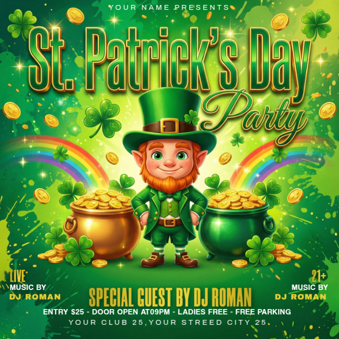 Yellow St. Patrick's Day Party Instagram Post Template | PosterMyWall