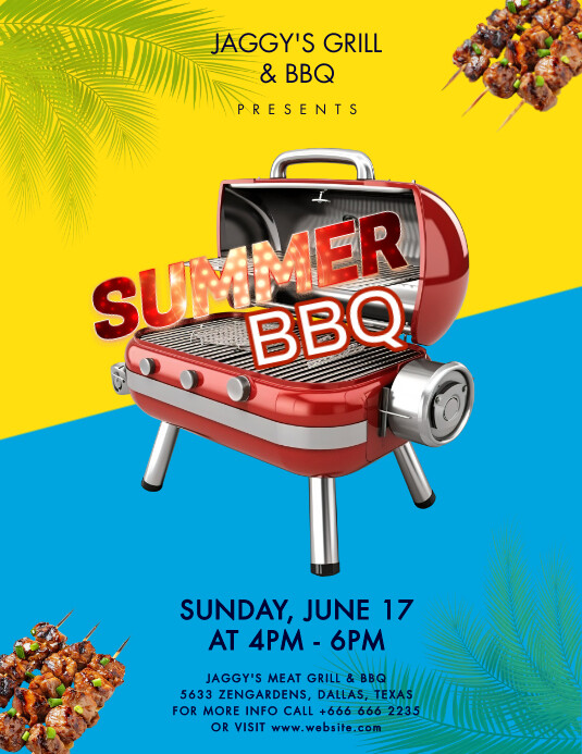 Yellow  Summer Bbq Flyer (us Letter) template