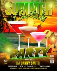 Yellow Summer Cocktails Party Video Flyer Instagram Portrait template