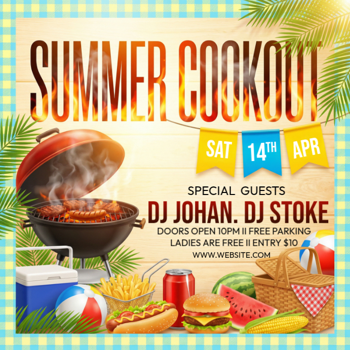 Yellow Summer Cookout Event Instagram Post Template | PosterMyWall