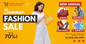 Yellow Summer Fashion Sale Facebook Post Temp template