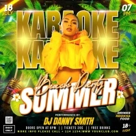 Yellow Summer Karaoke Night Party Video Flyer Instagram Post template