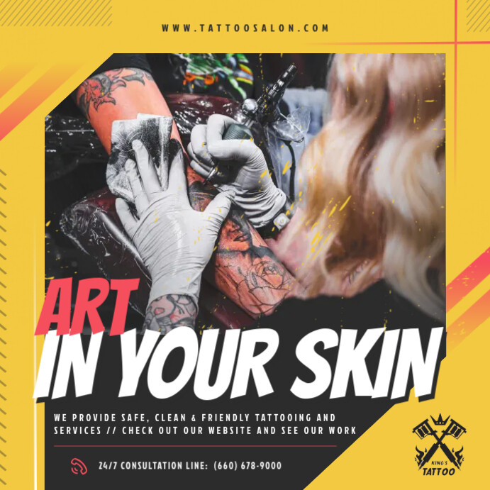 Imagens Do Instagram Do Estúdio De Tatuagem Amarela Modelo | PosterMyWall