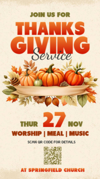 Yellow Thanksgiving Church Service Instagram Story template