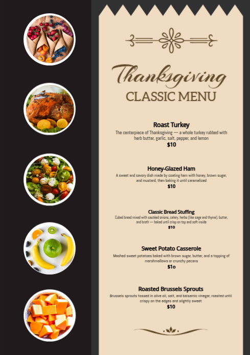 Yellow  Thanksgiving Menu Template A4