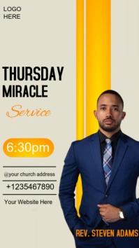 Yellow Thursday Miracle Service  Digital Display (9:16) template