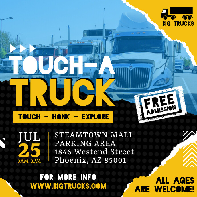 Yellow Touch A Truck Fundraiser Instagam Post Message Instagram template