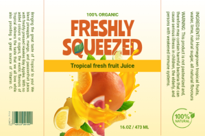 Yellow tropical juice bottle label Etiqueta template